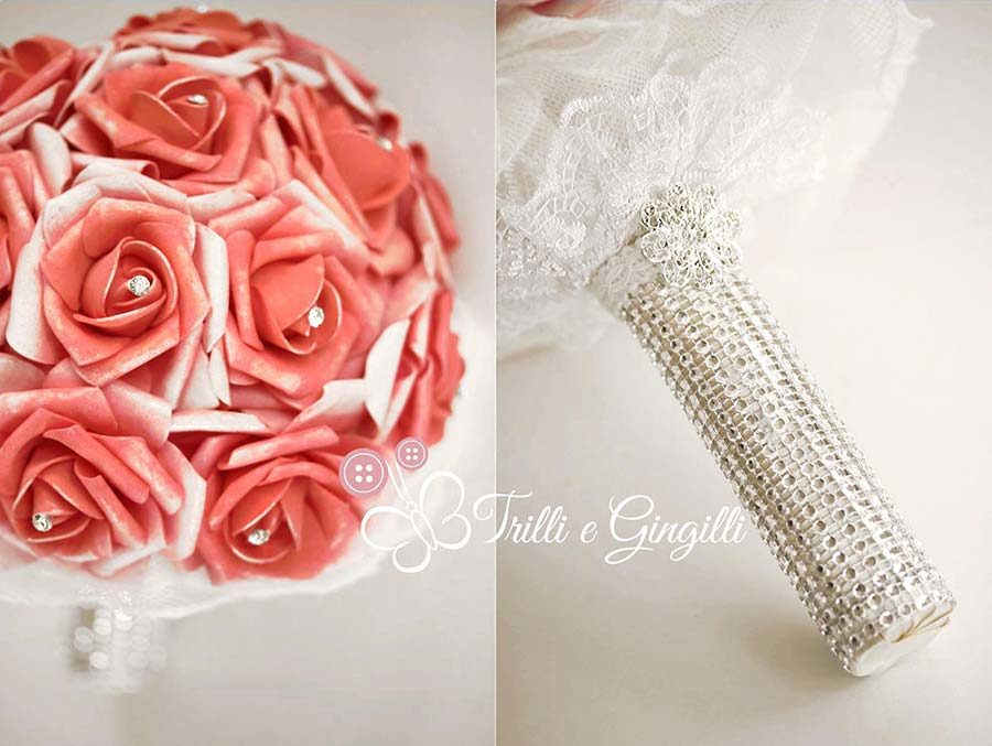 bouquet gioiello rose rosse strass