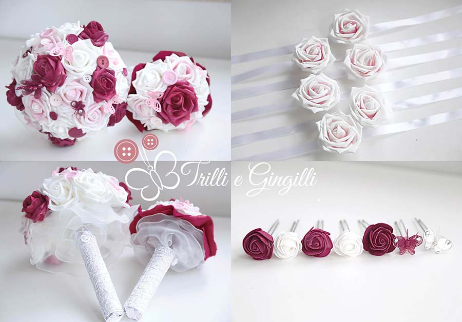 bouquet sposa bordeaux rosa