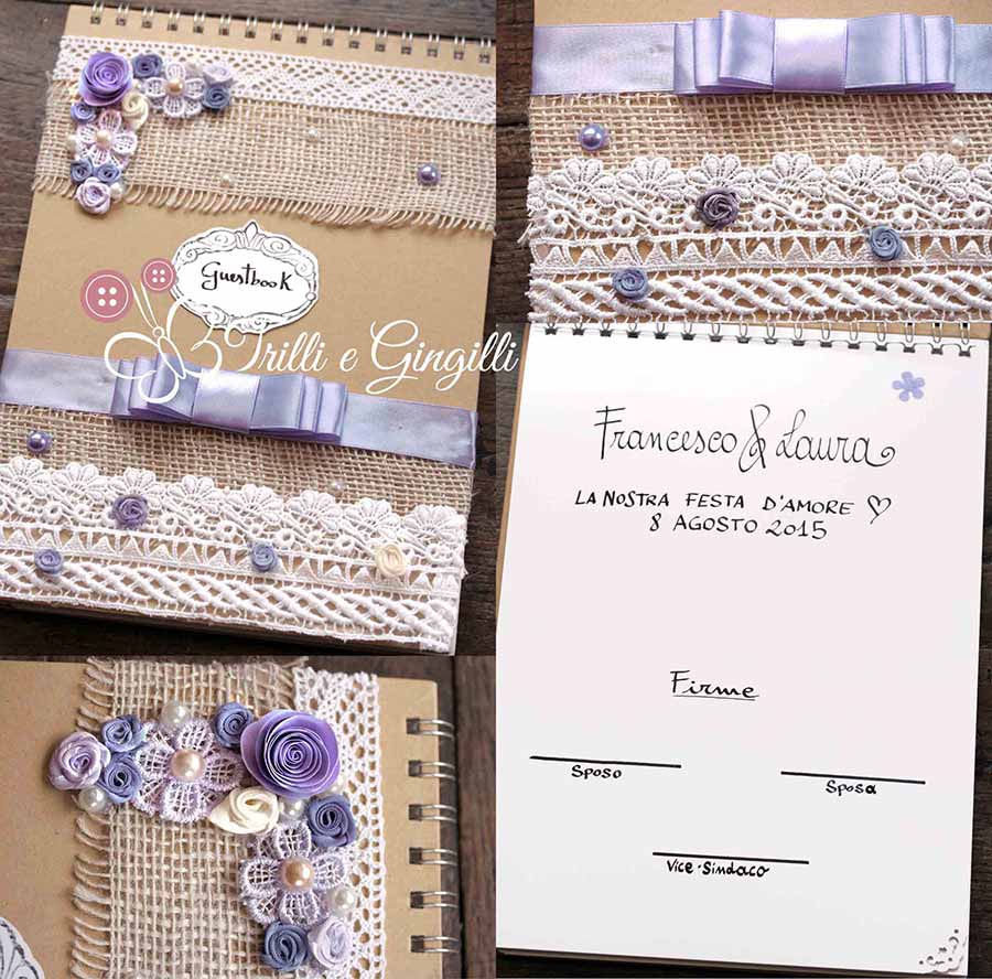 Guestbook per matrimonio country e lavanda