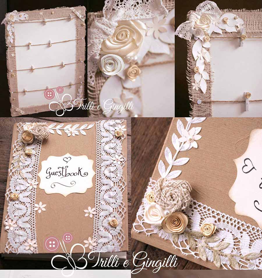 Guestbook per matrimonio shabby e country con pizzo