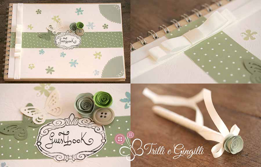 Guestbook per matrimonio shabby chic e verde