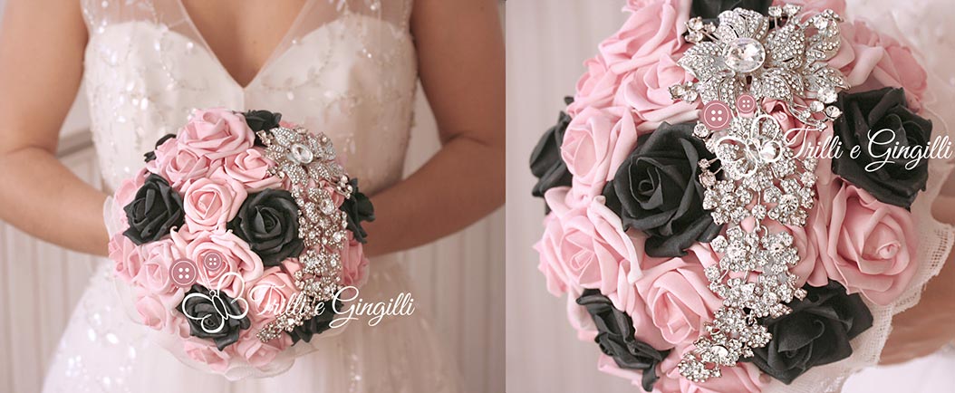 bouquet matrimonio rosa e nero