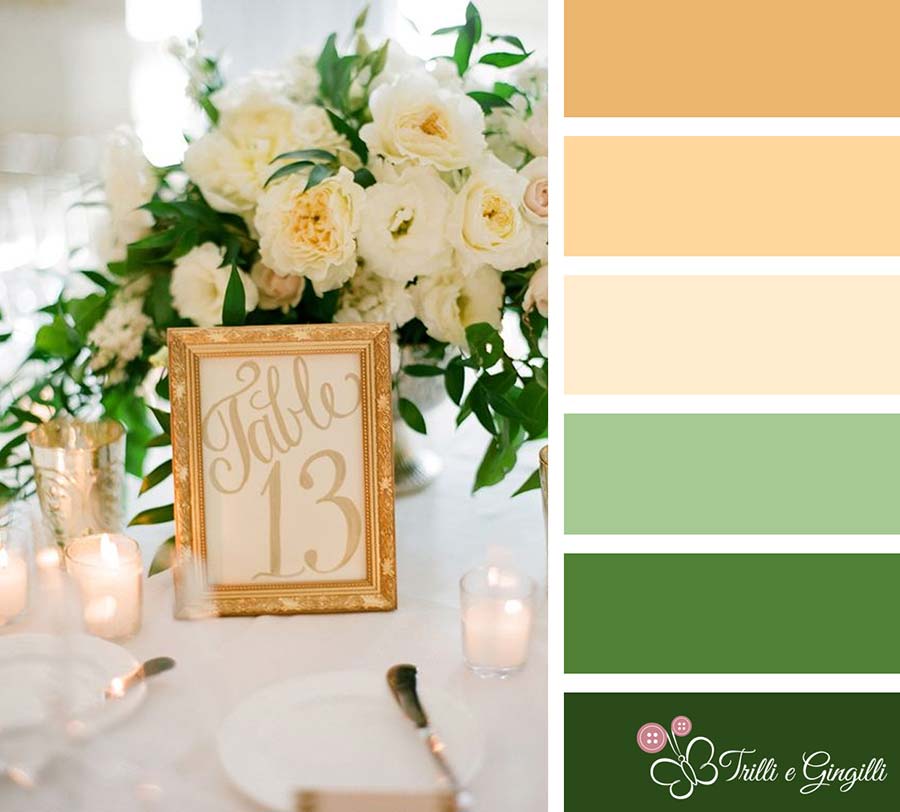 Palette per matrimonio verde e oro