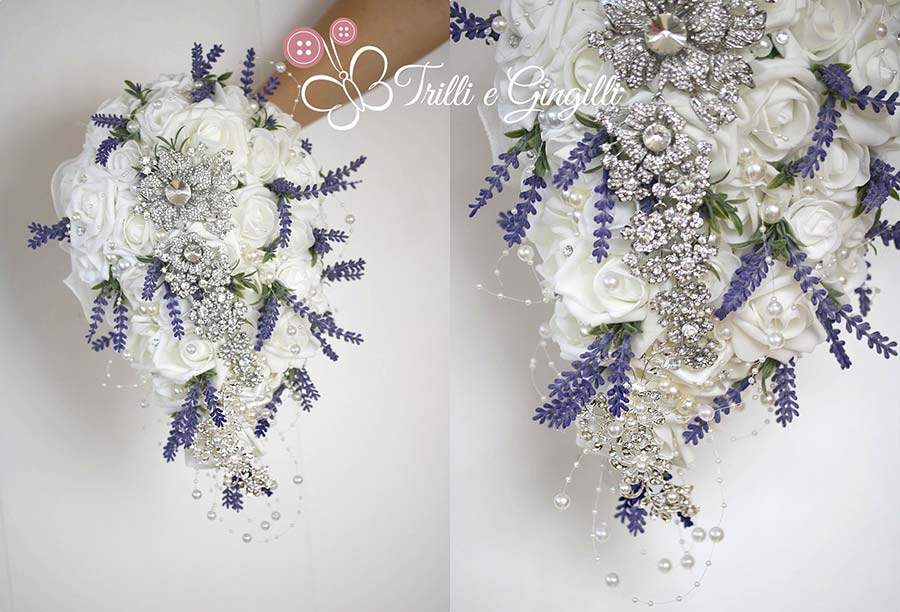 bouquet sposa originali a cascata con lavanda