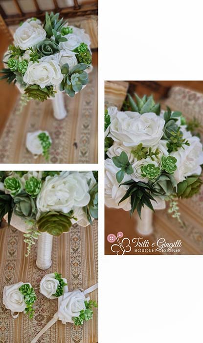 Bouquet sposa particolare con piante grasse