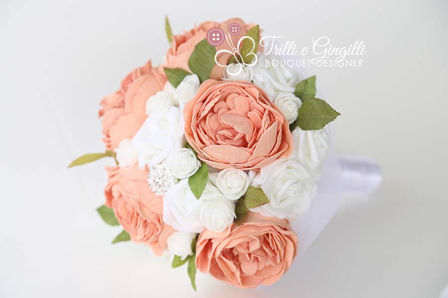 bouquet matrimonio civile boho chic peonie rose pesca