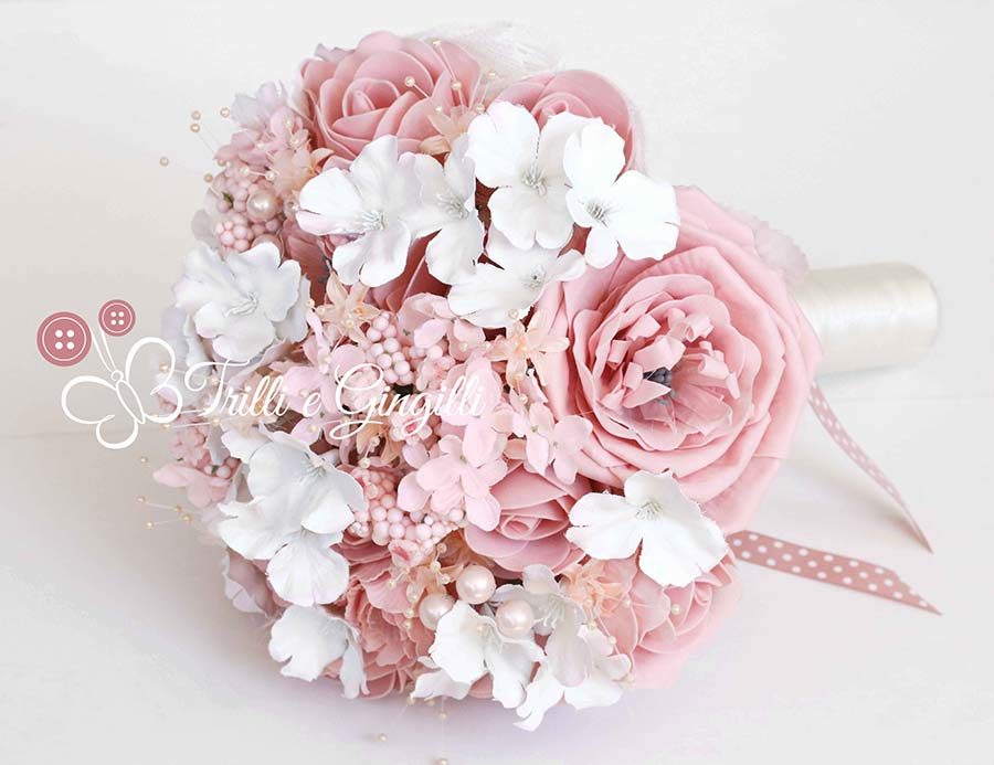 bouquet peonie ortensie rosa cipria antico
