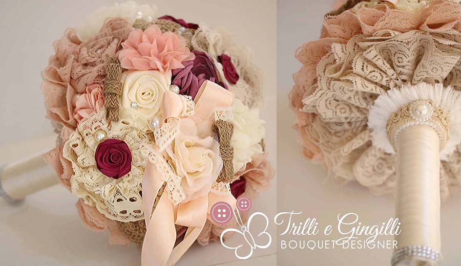 bouquet shabby chic rosa e beige