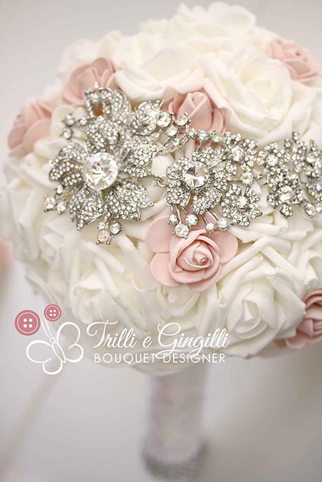 bouquet sposa shabby chic gioiello