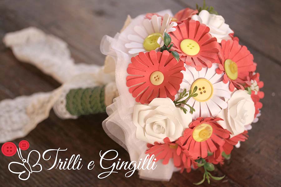 bouquet sposa matrimonio anni 50 margherite di carta