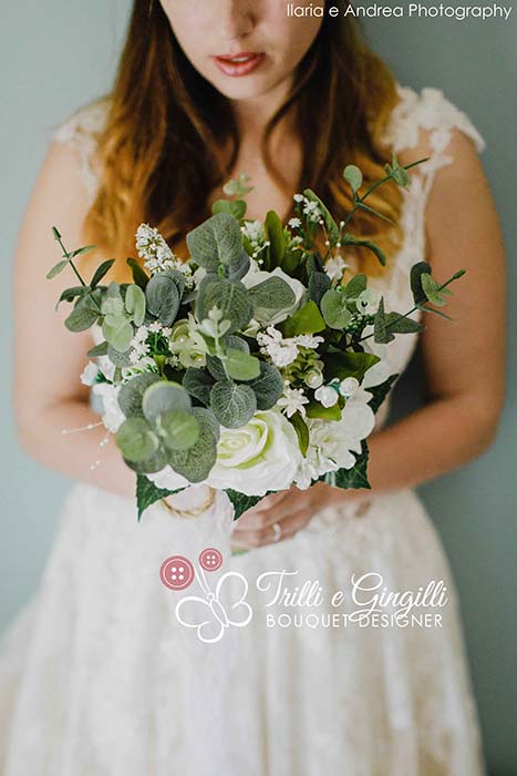 sposa boho chic bouquet verde