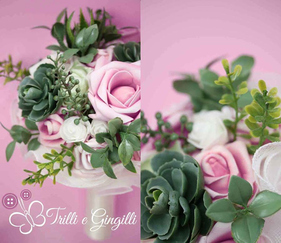 bouquet di piante grasse e rose
