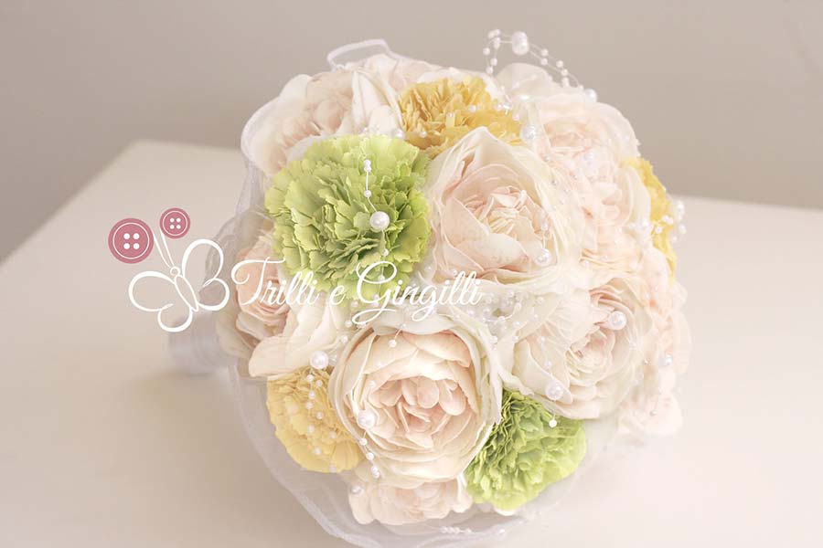 bouquet sposa verde peonie garofani