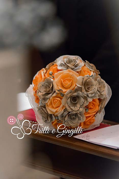 bouquet matrimonio tema musica arancione