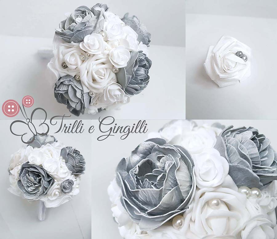 bouquet sposa inverno grigio bianco