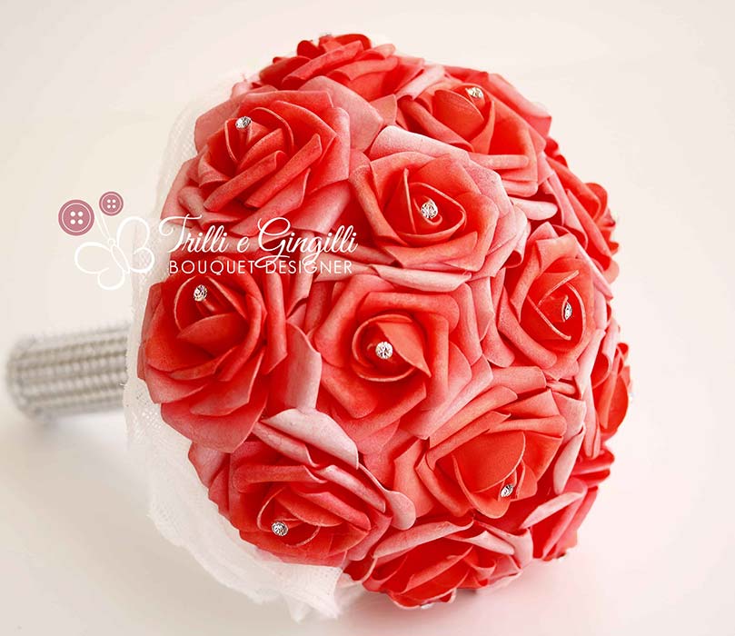 bouquet di rose rosse e strass