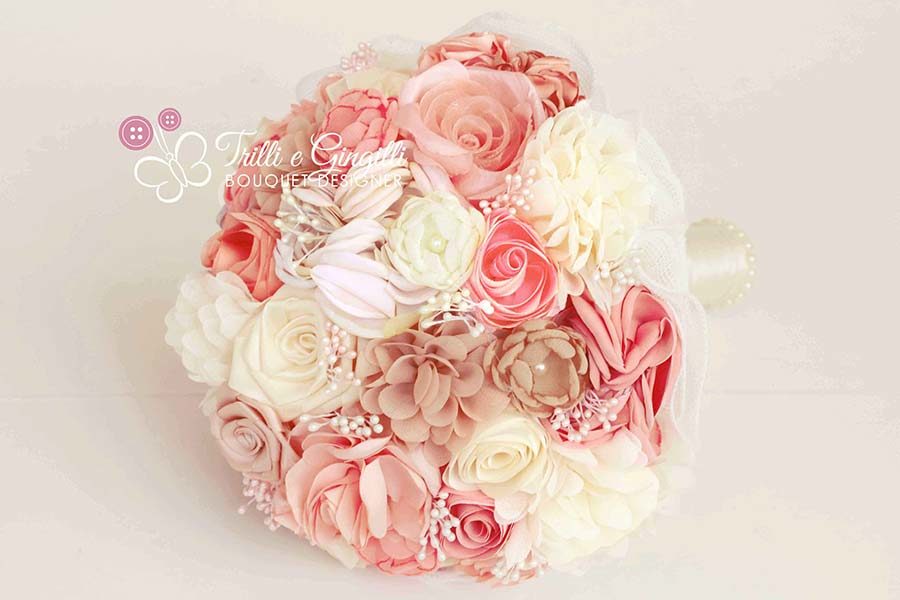 bouquet sposa stoffa rosa