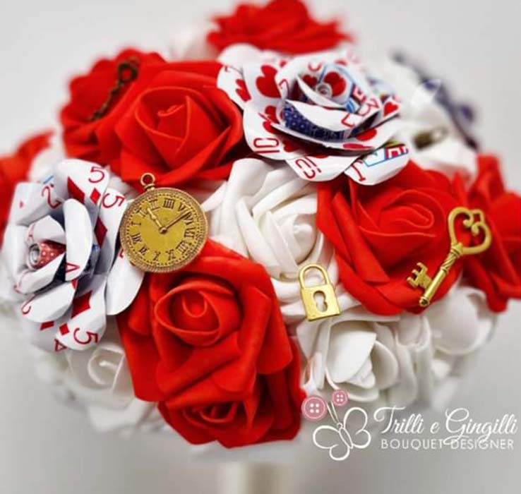 bouquet matrimonio tema disney alice nel paese delle meraviglie