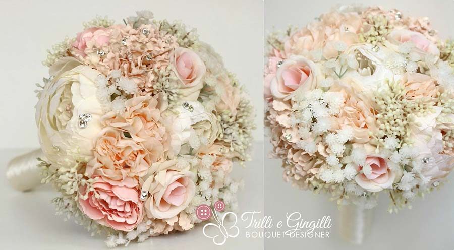 bouquet di fiori gypsophilia e strass