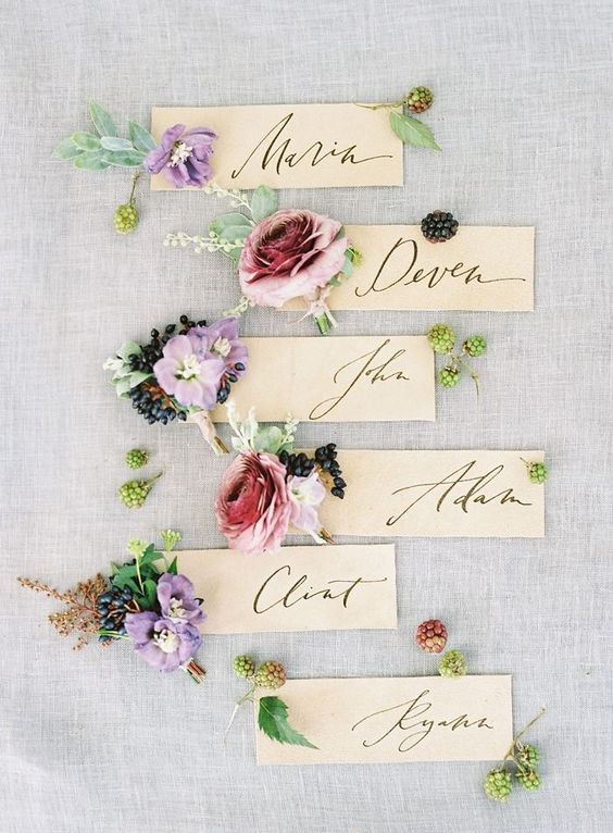 segnaposto matrimonio tema fiori