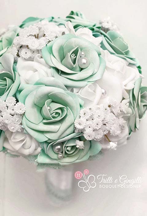 bouquet di rose verde menta pastello