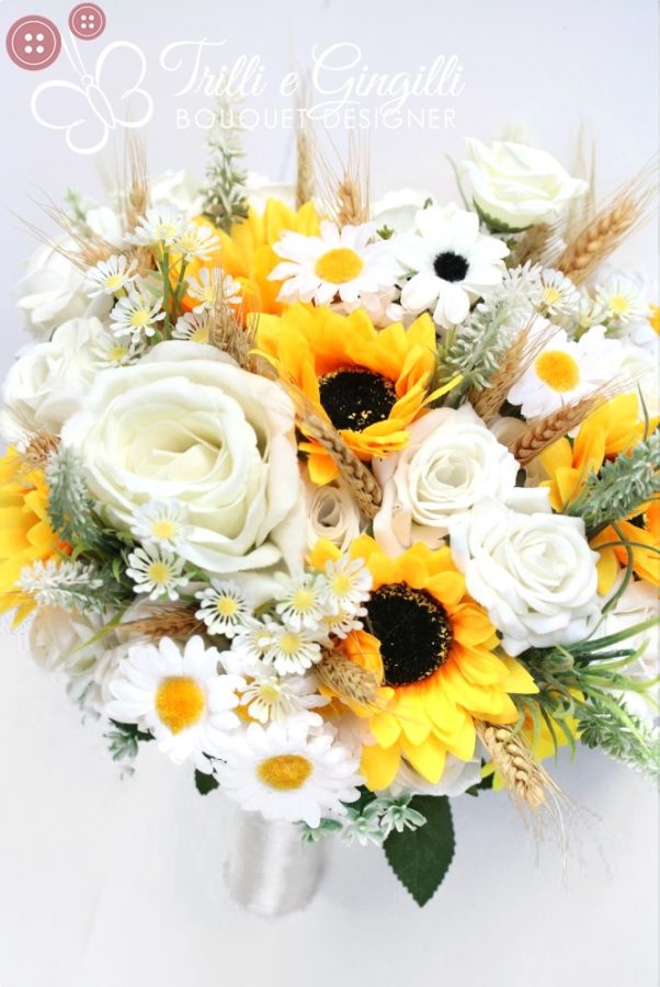 Bouquet di girasoli margherite rose