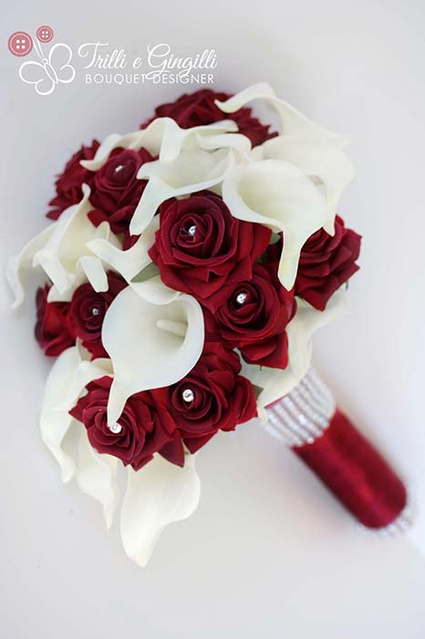 Bouquet a goccia rosso e bianco