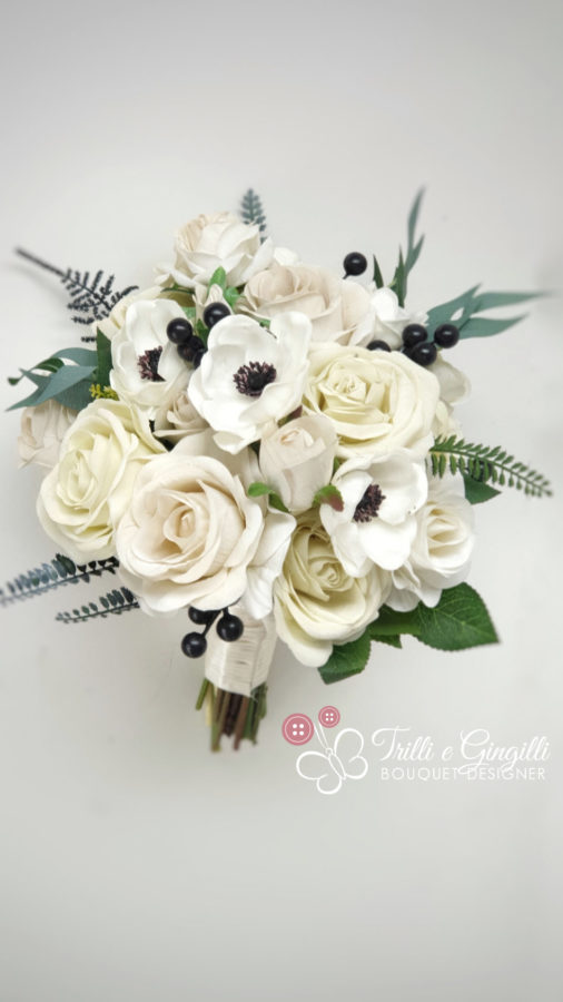 bouquet sposa bianco rose e anemone