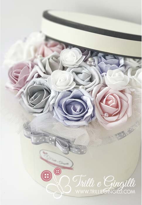 bouquet nascita bimba flower box