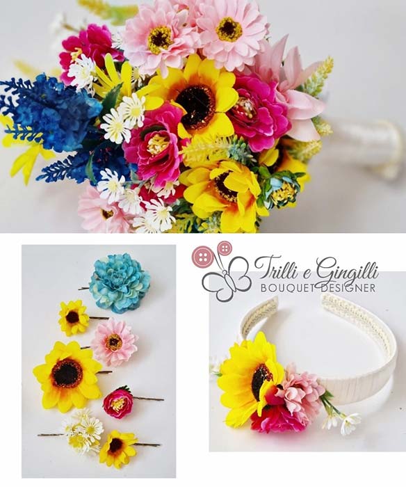 matrimonio tema fiori bouquet e accessori sposa