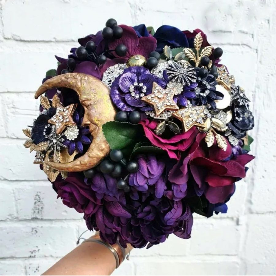 bouquet sposa viola con stelle