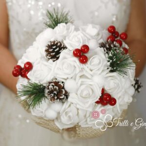Bouquet sposa matrimonio natalizio