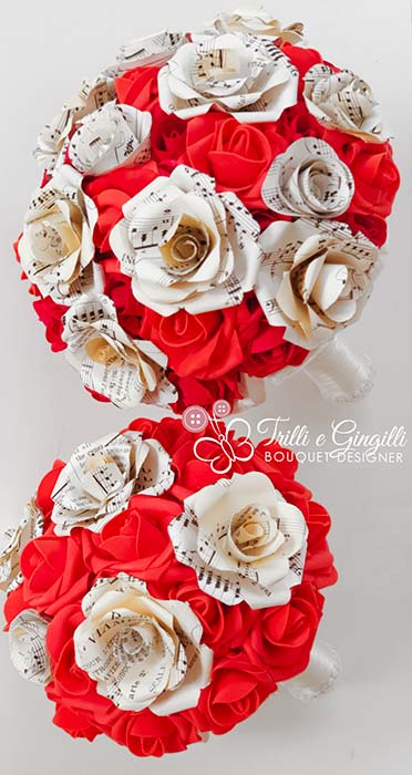 mini bouquet sposa rosso